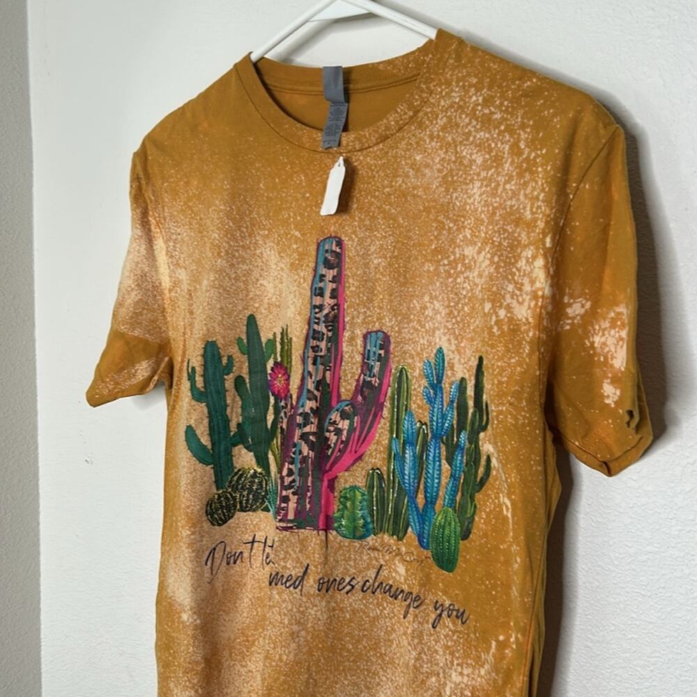 NWT Boutique Cactus Rose Splatter T-shirt “Don’t let the tamed ones change you” - Picture 2 of 5
